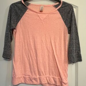 No Boundaries Pink and Gray Long Sleeve Tee